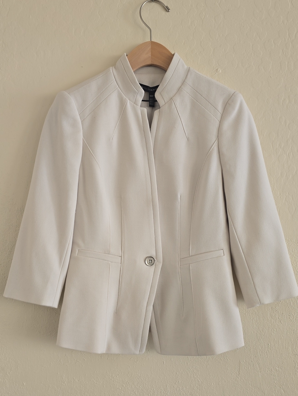 NWT WHBM Cream Tailored Stand-Collar Blazer